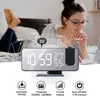 Projector Alarm Clock FM Radio with Mirror Screen for Bedroom USB Wake Up Time Snooze Function 210804