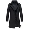 Herrgravrockar Business Windbreaker 2021 Korean Stil Slim Casual Fashion Trend Mid-Length Jacke Coat Top High Quality