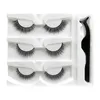 Makeup falsche Wimpern 3D selbstklebende Wimpern 3 Paare Gefälschte Wimper mit Pinzettenverlängerung Handgemachte Wimper Weiche Komfortable Dicke Kreuz Lightweight Pestañas PostiZas