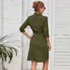 Borntogirl kvinna sommarchiffonskjorta klänning 2022 Kvinnors tre fjärdedelärm Svart Blå Gul Röd Armé Green Robe Femme Casual Klänningar