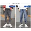 Tfetters jeans homens estilo de rua coreano caindo perna larga solta meados de calças reta coreano tendência jeans marca 211120