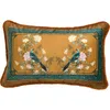 Caisse d'oreiller Medicci Accent Home Cover Bourgogne Bourgogne Velvet Floral Flower Bird Print jet Sapon de canapé