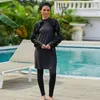 Swim Wear Women Swimsuit Black Muslim Swimwear Burkini med bh padding l￥ng￤rmad sportbaddr￤kt Three-Piece