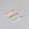 2022 nueva moda collar con colgante de barra de acero inoxidable oro rosa oro plata sólido encanto en blanco para el comprador joyería de grabado propio