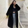 Moda zimowa Wysokiej Jakości Imitacji Futro Długie Kobiece Luźne Grube Ciepłe Futro Mink Teddy Coat Manteau Femme 210520