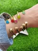 5 STKS 2021 Nieuwe Collectie Emaille Kleurrijke Hart Manchet Armband Verstelbaar Vergulde Open Bangle Armband Gift voor Dames Meisjes Q0720