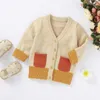Infant Baby Girl Boy Color Contrast V-neck Knit Cardigan Coats Autumn Spring Single-breasted Sweater Outerwear G1026