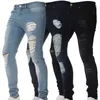 Джинсы для мужчин Джинсовые штаны сплошные цветные брюки Hip Hop Длинные брюки разорваны плюс размер мужская одежда XXXL Junny Jeans Mens X0621