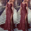 Kvinnor Elegant Slim Glänsande Sequin Oregelbundna Party Klänningar Sexig One Shoulder High Slit Party Dress Ny Fashion Bodycon Long Afton Dress