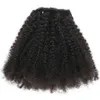 Extensions de cheveux Afro crépus bouclés à clips, cheveux humains mongoliens, couleur naturelle, 8 pièces/ensemble, 120g, pour femmes noires