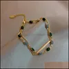 Link Jewelrylink Łańcuch Creative Doubledeck Green Crystag Vintage Bransoletka Cynk Stop Material Inkrustowany naturalny klejnot modne bransoletki kobiety