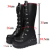 Marque grande qualité grande taille noir gothique Cool Halloween cadeau bottes de moto femme Punk à talons hauts plate-forme chaussures à semelles compensées