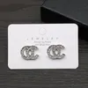 Lots Style18K Plaqué Or Stud Marque Designer Simple Nouvelles Femmes De Luxe Cristal Strass Métal Or Double Lettre Boucles D'oreilles pour Filles Amoureux Bijoux En Gros