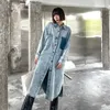 Kvinnors Trench Coats Japansk stil Tvättvatten Gör gammal denimklänning Kvinnor Fall Straight Tube Loose Show Långärmad jacka Windbreaker