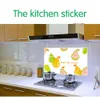 Pear Fruit Kitchen Decor Oil Proof High temperature Resistant Aluminum Foil Removable Tile Wall Stickers Decal Art 210420