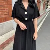 Casual Dresses Y2K Women Friends Various Colors Summer College Sweet Solid Button Stylish Soft All-match Korean Loose Clothes Harajuku
