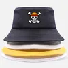 Cappello da pescatore One Piece Panama Cap the Pirate King Anime Rufy Harajuku Donna Uomo Cotone Outdoor Protezione solare Cappelli a tesa larga Cappellini Q0805