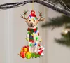 2021 nouveau en bois mignon chien arbre de noël ornement noël incassable boule Figurines décor Nativité fête bricolage bénédiction chiot cerf pendentif Sculptures cadeau