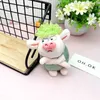 Mode cartoon boos groen harige varken sleutelhanger anime sleutelhanger vrouw mannen tas sleutelhanger charmes schattige sleutelhanger accessoires sieraden G1019