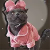 Luxury Dog Denim Shirt With Hat Set 4 Seasons Cute Pet Cat Dog Coat Small Medium Dog Teddy Pug Pomeranian Corgi