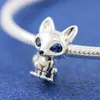 925 Sterling Silver Blue-Eyed Fox Charm Bead For European Pandora Style Jewelry Charm Bracelets