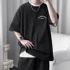 Carta masculina solta casual impresso t-shirt de manga curta tops mulher de grandes camisetas Masculino Coreano Streetwear