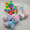 Senhoras de inverno desenhos animados bonitos urso de peluche chinelos mulheres interior antiderrapante home algodão desliza feminino pelúcia macia quente casa sapatos hot y0731