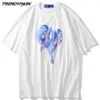 T-shirts Streetwear Hip Hop Moussant Impression Coeur Fondant Punk Rock Gothique T-shirts Harajuku Mode Casual Tops 210601