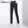 Tatariaの女性のハイウエストのズボンプラスサイズのブラックママのズボン全身鉛筆OLスタイルパンツ210514