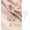 Orecchini a bottone rotondi geometrici con perle di moda per le donne Gioielli in argento sterling 925 con dichiarazione di fidanzamento di lusso 210707