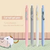Cenas de gel Kawaii CARATON CAT CAT 0,5 mm Black Ink Creative Tail Press Tipo Office Stationery Supplies Supplies Girl Gifts