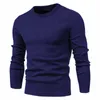 4XL Mężczyźni Jesień Casual Solidna Gruba Wełna Bawełniana Sweter Pulowers Mężczyźni Outfit Moda Slim Fit O-Neck Sweter Sweter Mężczyźni 211008