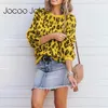 Jocoo jolee kvinnor vintage kamouflage tröja långärmad o nacke leopard tryck stickad pullover casual jumper höst tröja 210619