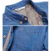 Topkwaliteit Modemerk Winter Jeans Shirt Mannen Warm Fleece Lined Velvet Denim S 4XL Mannelijke Bottoming 210626