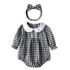 Kinderen plaid katoen rompertjes baby meisje herfst lange mouw jumpsuit zus matching outfits baby geboren romper 210615