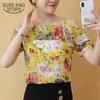 cold shoulder tops women shirts dames blouse zomer woman tops summer Ruffles Slash neck Floral womens tops and blouses 4843 50 210528