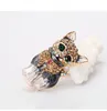 Emalj diamant katt brosch pins djur design affärsdräkt topp klänning cosage för kvinnor män mode smycken kommer och sandiga