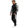 Mens Sportsets Slat Sweatshirt Top + Broek Streetwear Pak Trekkoord Zipper Cool Solid Plus Size Muscle Man Tracksuit X0322