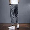 Varumärke Kläder Sommar Mäns Jeans Bomull Denim Hip Hop Harem Byxor Joggare Streetwear Slim Gray Hombre Byxor Man 211108