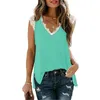 T-shirts femme T-shirt femme T-shirt dames col en V solide Patchwork femme élégante T-shirts été ample basique hauts grande taille court