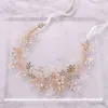 Moda Ouro Rhinestone Cristal Noiva Hairbands Pink Flor Folha Headband Tiara Headdress Casamento Cabelo Jóias Acessórios SL X0625