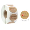 Embrulhado de presente 500pcs feito à mão com amor Kraft Paper Stick Round Seal Label Baking Wedding Decoration Party2928