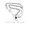 New 2022 Thick Chain Stitching Necklace Blue Zircon Niche Fashion All-Match Design Hip-Hop Street Cool Jewelry Accessories