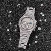 Hip Hop Luxury Date Quartz Pols Waterdichte horloges AAA CZ Stone Bling Iced Out Rainless Steel Watch voor Men Charm Jewelry1504369
