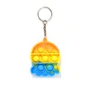 2021 Push Fidget toys keychain Favor for children adult decompression toy silicone camo rainbow rodent pioneer anti Stress Bubbles Board key chain wholesale