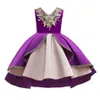 Happy Year Baby / Toddler Girl Colorblock Koronki Kwiat Bez Rękawów Nieregularna Hem Princess Party Dress 210528