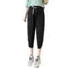 Culotte d'été pour femmes confortable sarouel ample taille haute grande taille femmes Cool soie Sportswear décontracté pantalon court Q0801