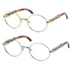 Whole Wood glasses frames 7550178 Round Metal Eyeglasses eyeglass female women silver gold frame C Decoration Eyewear230A