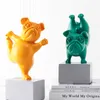 Encantador yoga francés bulldog estatua resina figurines nórdico creativo dibujos animados animales escultura niños habitación decoración artesanía 210811
