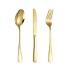 Gold Stainless Flatware Cutlery Spoon Knife Fork Wed Dinnerware Tableware Dishwasher Safe